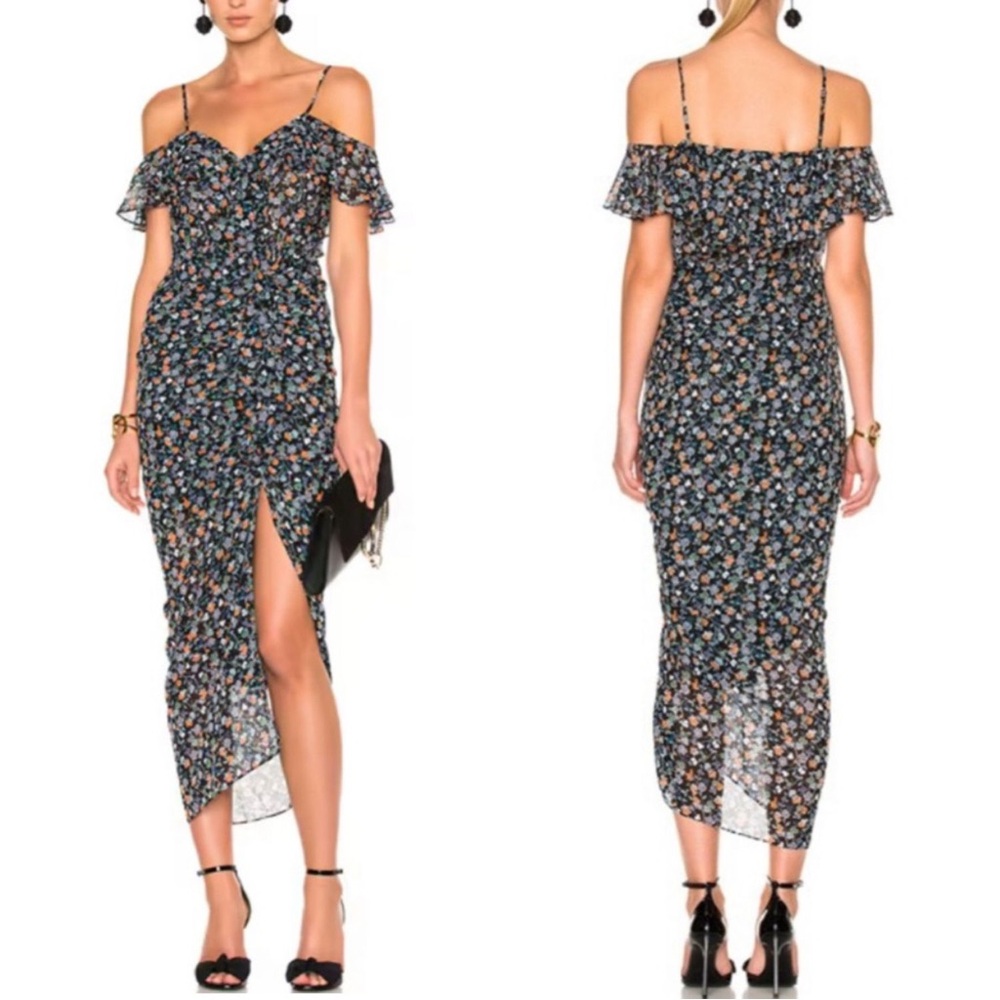 Veronica Beard Marilyn 100% Silk Floral Ruffle Wrap Wedding Guest Dress Size 4